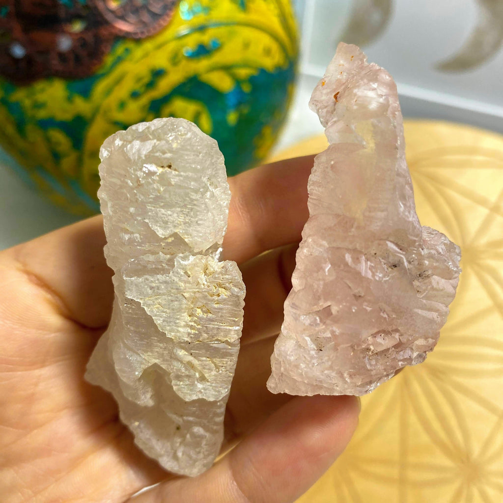 Set of 2 ~Pink & White Nirvana Ice Quartz Crystal Points from The Himalayas #2 - Earth Family Crystals