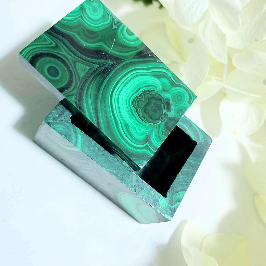 Incredible Malachite Carved Jewelry Box With Removable Lid #1 - Earth Family Crystals
