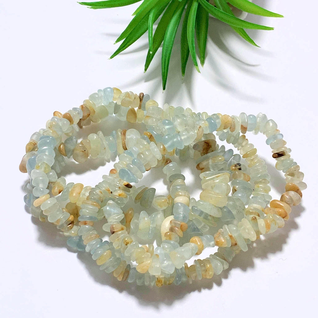 One Lemurian Aquatine Calcite Gemstone Bracelet on Stretchy Cord - Earth Family Crystals