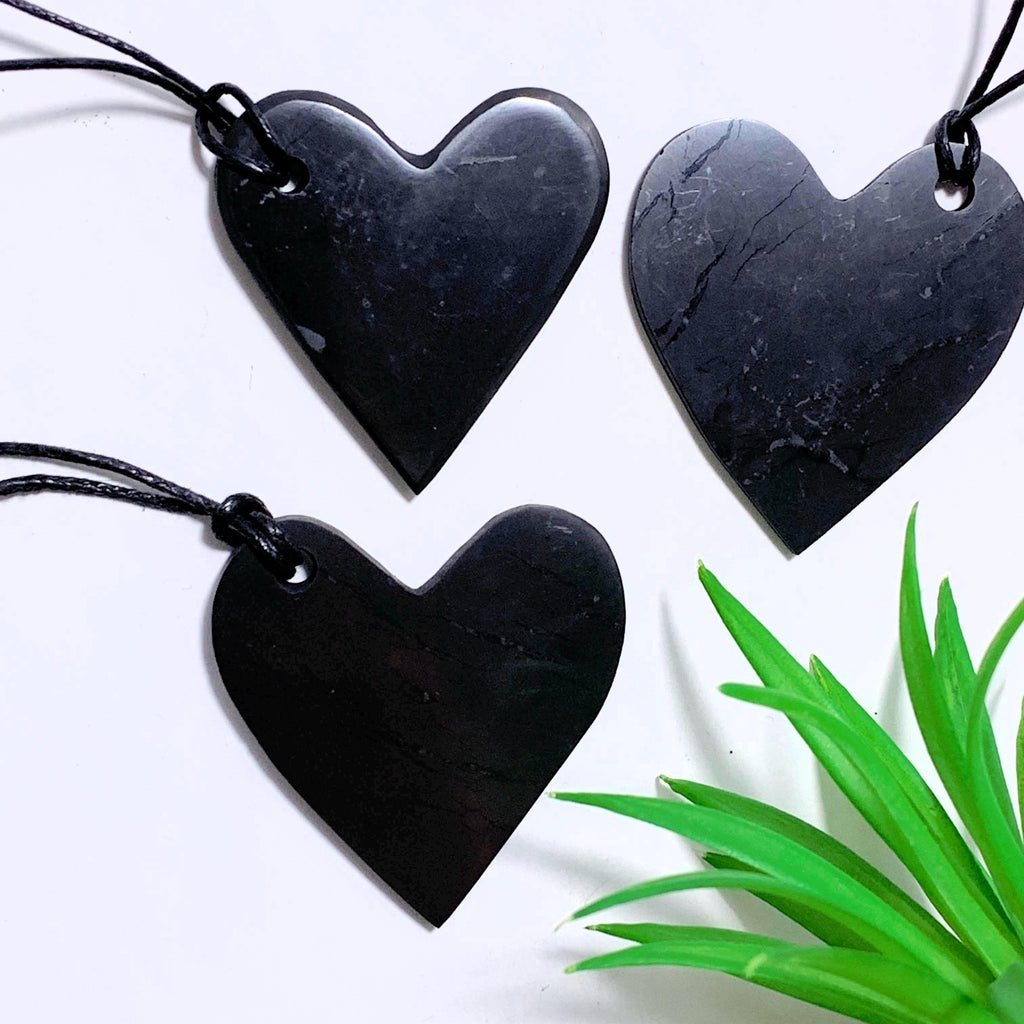 One EMF Protective Shungite Heart on Adjustable Cotton Cord - Earth Family Crystals