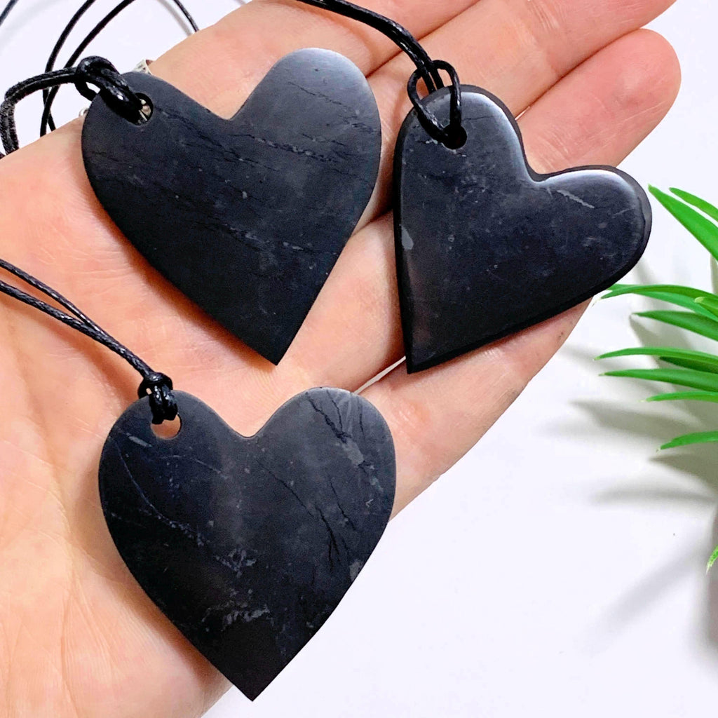 One EMF Protective Shungite Heart on Adjustable Cotton Cord - Earth Family Crystals