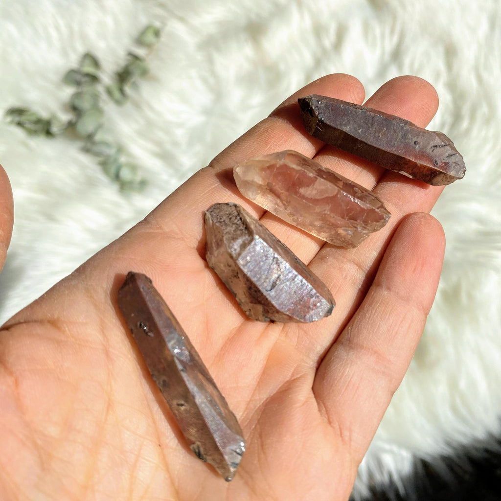 Set of 4 Red Hematoid Quartz Natural Points from Madagascar - Earth Family Crystals