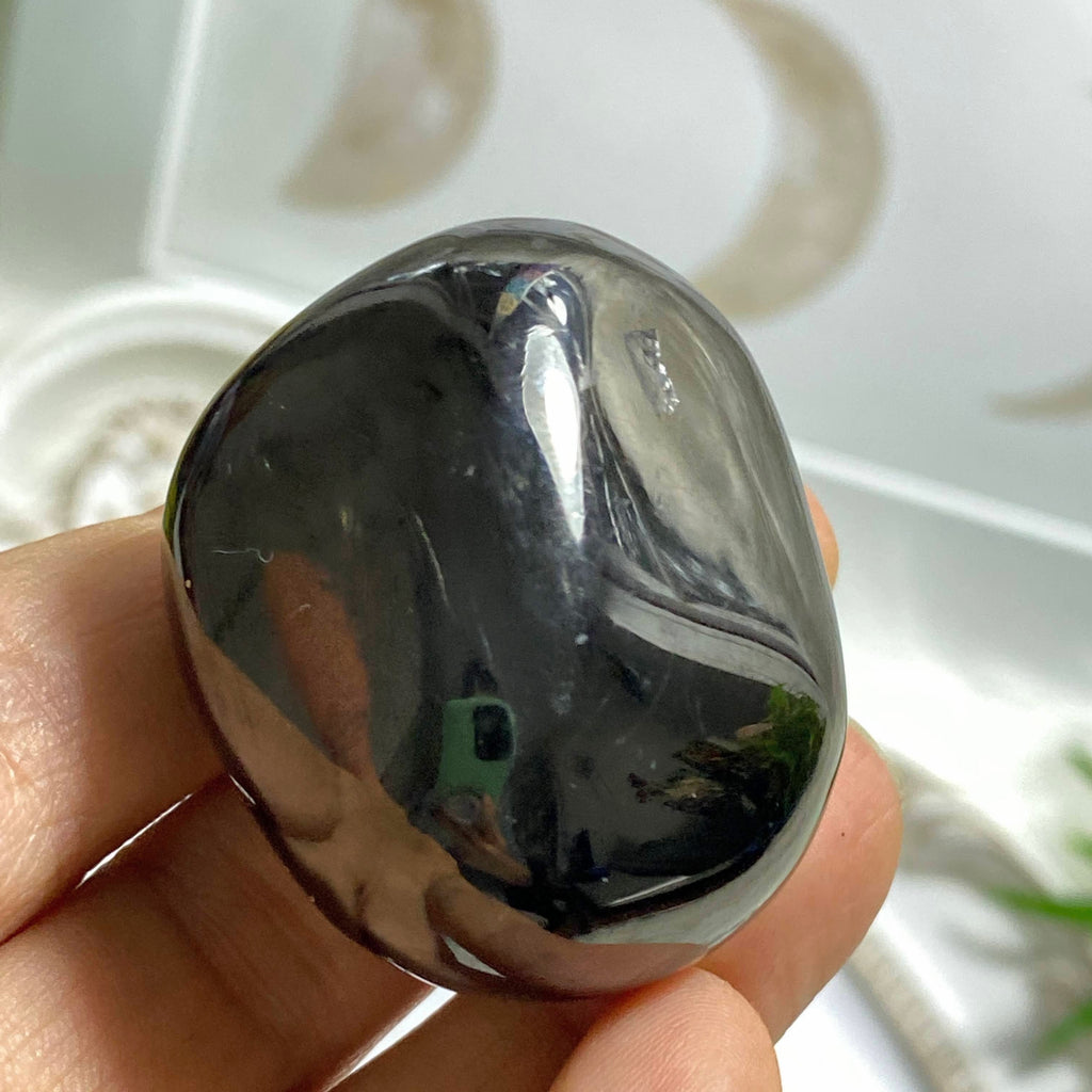 Shiny Black Jet Hand Held Specimen - Earth Family Crystals