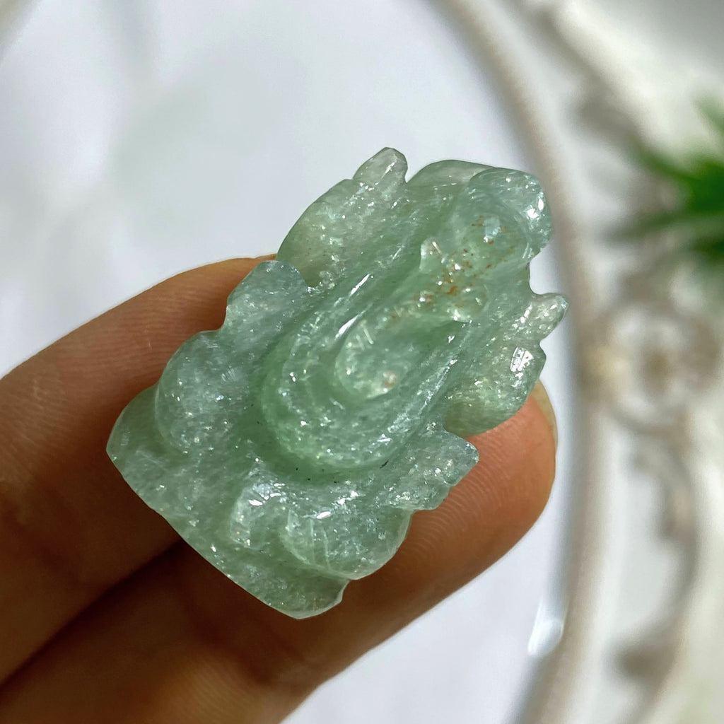 Reserved for Sandy High Grade Sparkling  Aventurine Ganesha Dainty Carving- The Remover of Obstacles - Earth Family Crystals