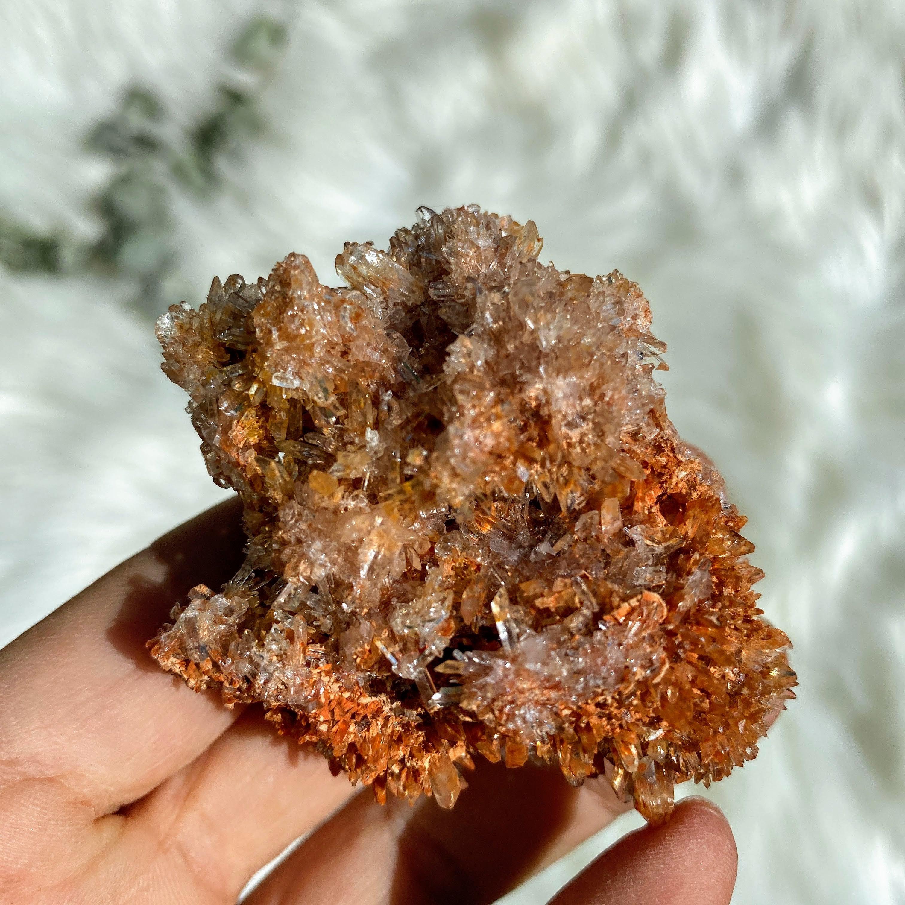 Sparkly Spiky Orange Creedite Specimen -Locality Mexico - Earth Family Crystals