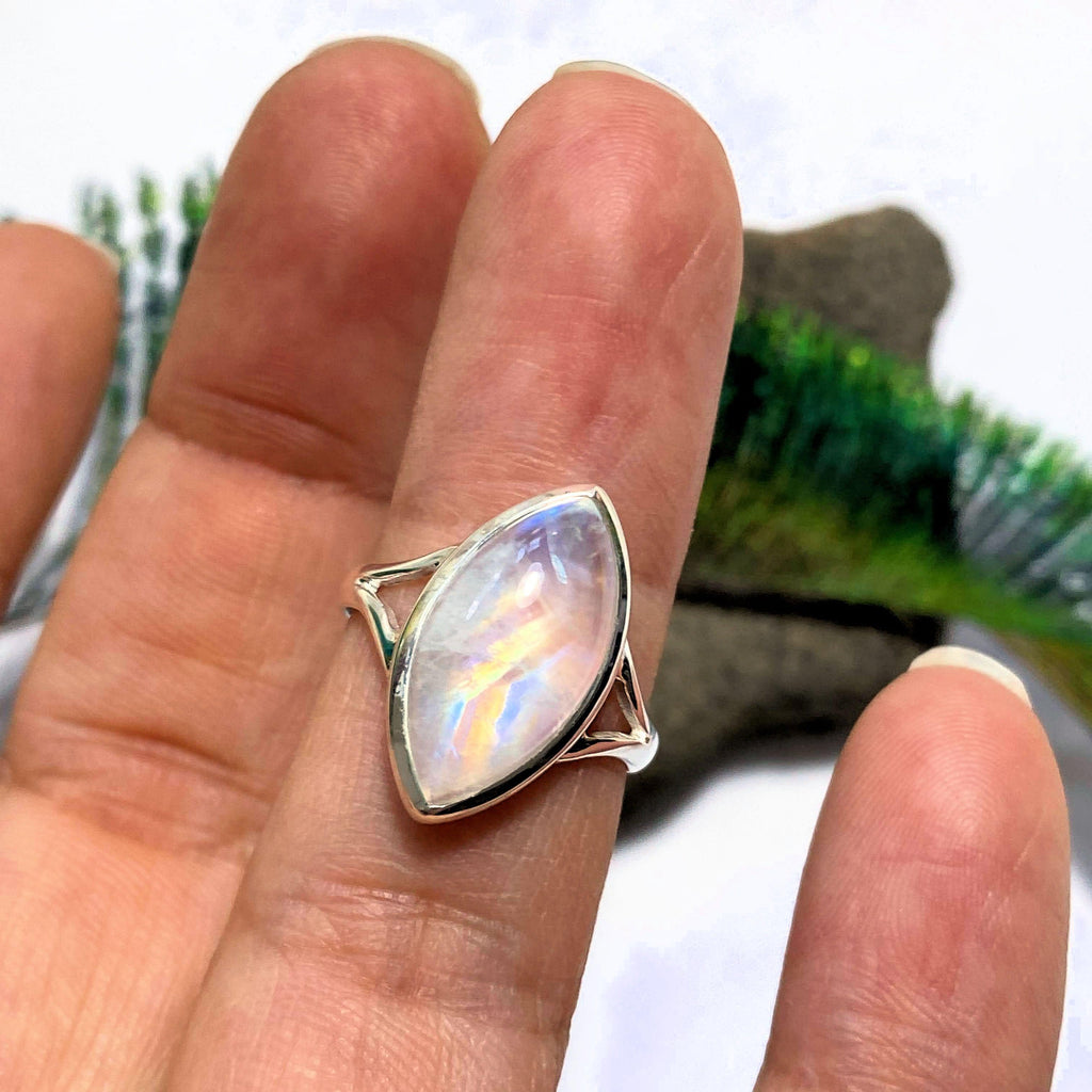 Pretty Rainbow Moonstone Sterling Silver Ring (Size 6) - Earth Family Crystals