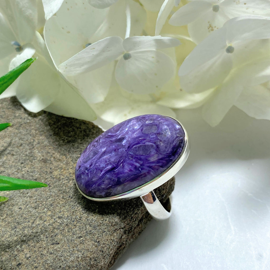 Silky Purple Charoite Ring In Sterling Silver (Size 9) #1 - Earth Family Crystals