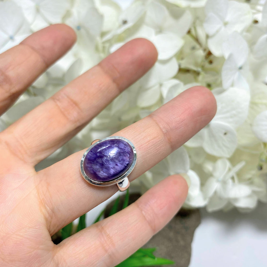 Silky Purple Charoite Ring In Sterling Silver (Size 6) - Earth Family Crystals
