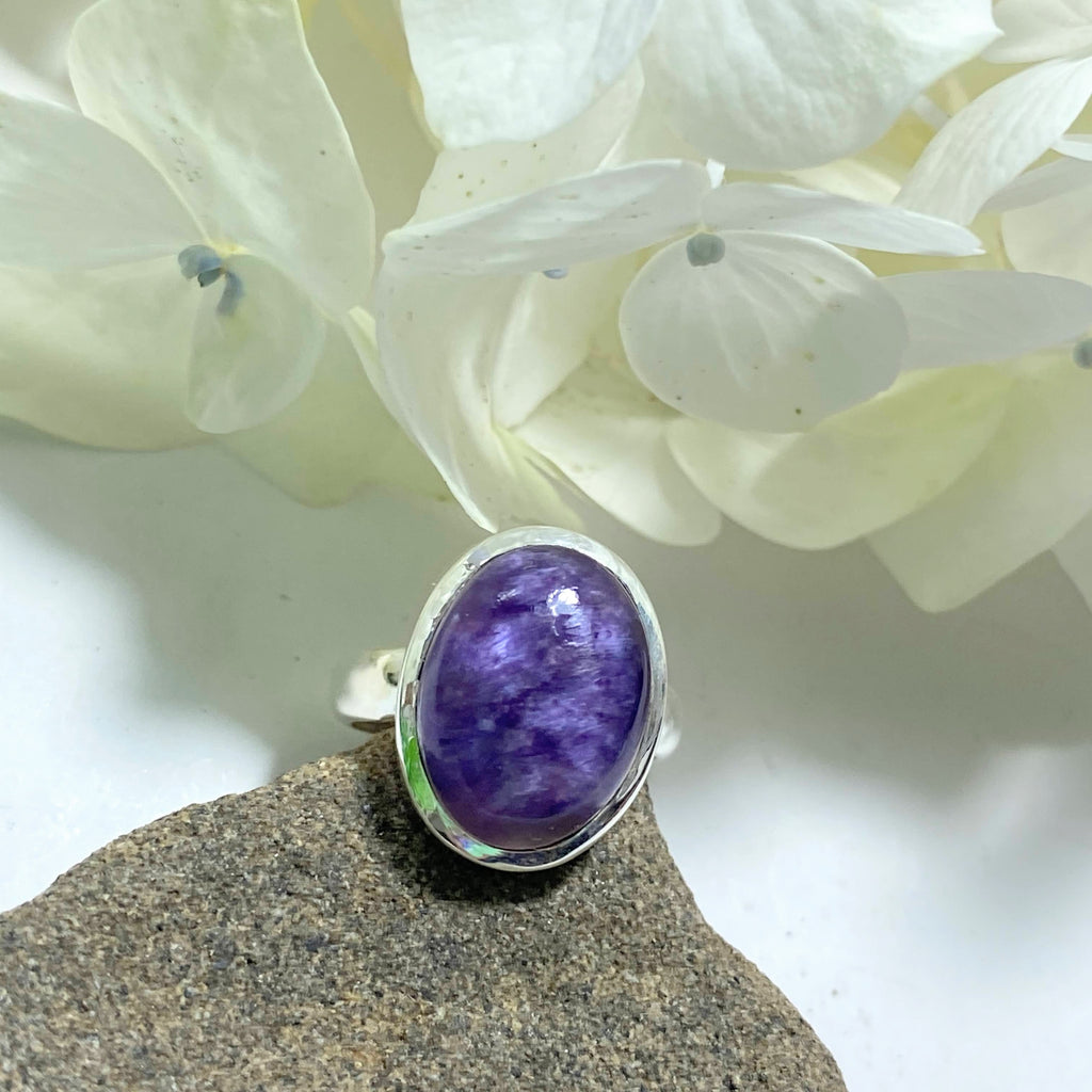 Silky Purple Charoite Ring In Sterling Silver (Size 6) - Earth Family Crystals