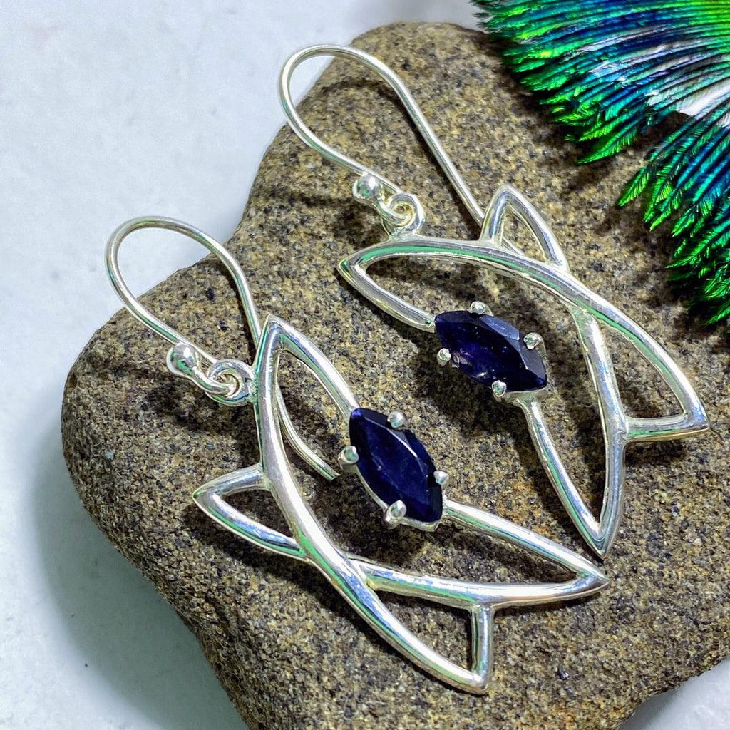 Faceted Iolite Earrings in Sterling Silver - Earth Family Crystals