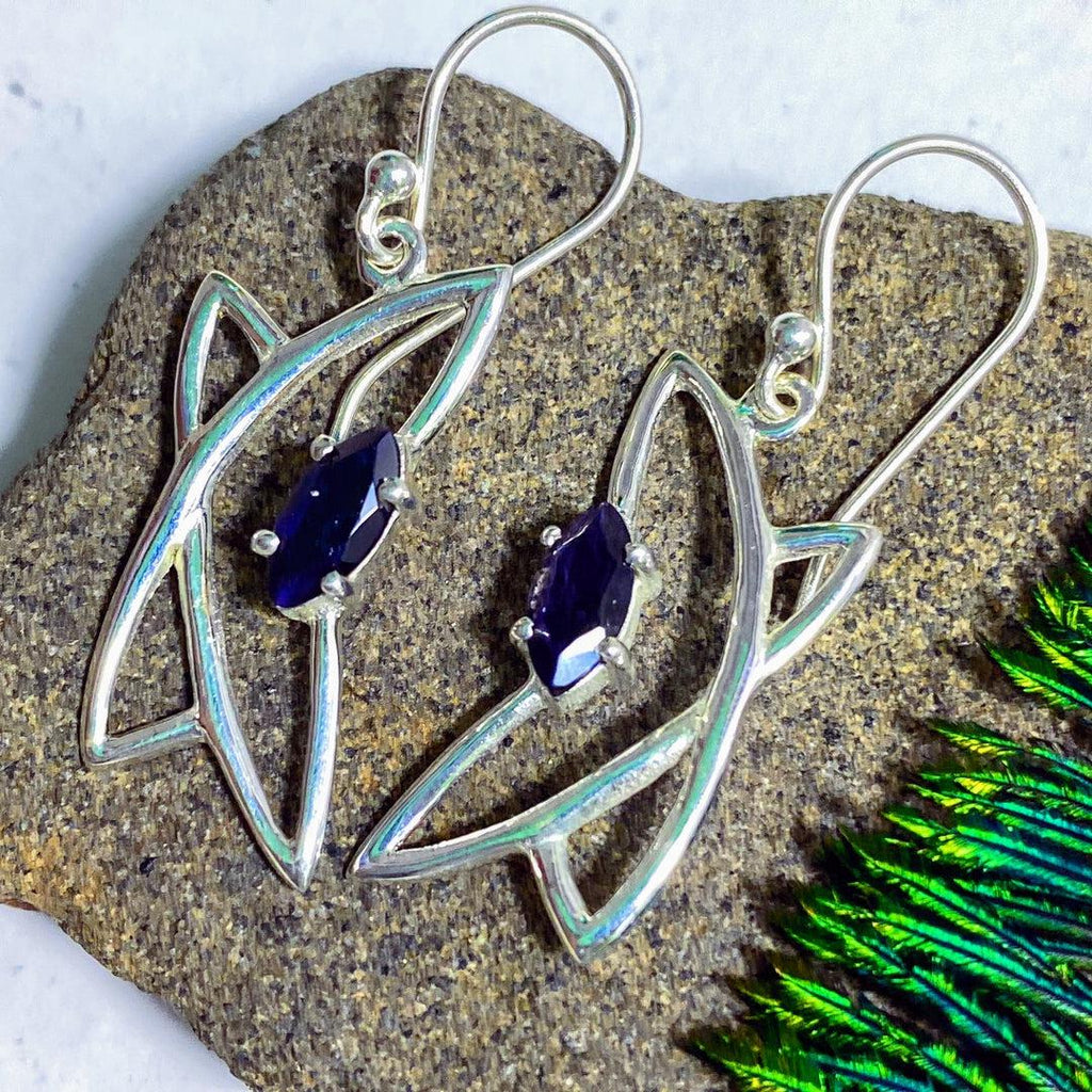 Faceted Iolite Earrings in Sterling Silver - Earth Family Crystals