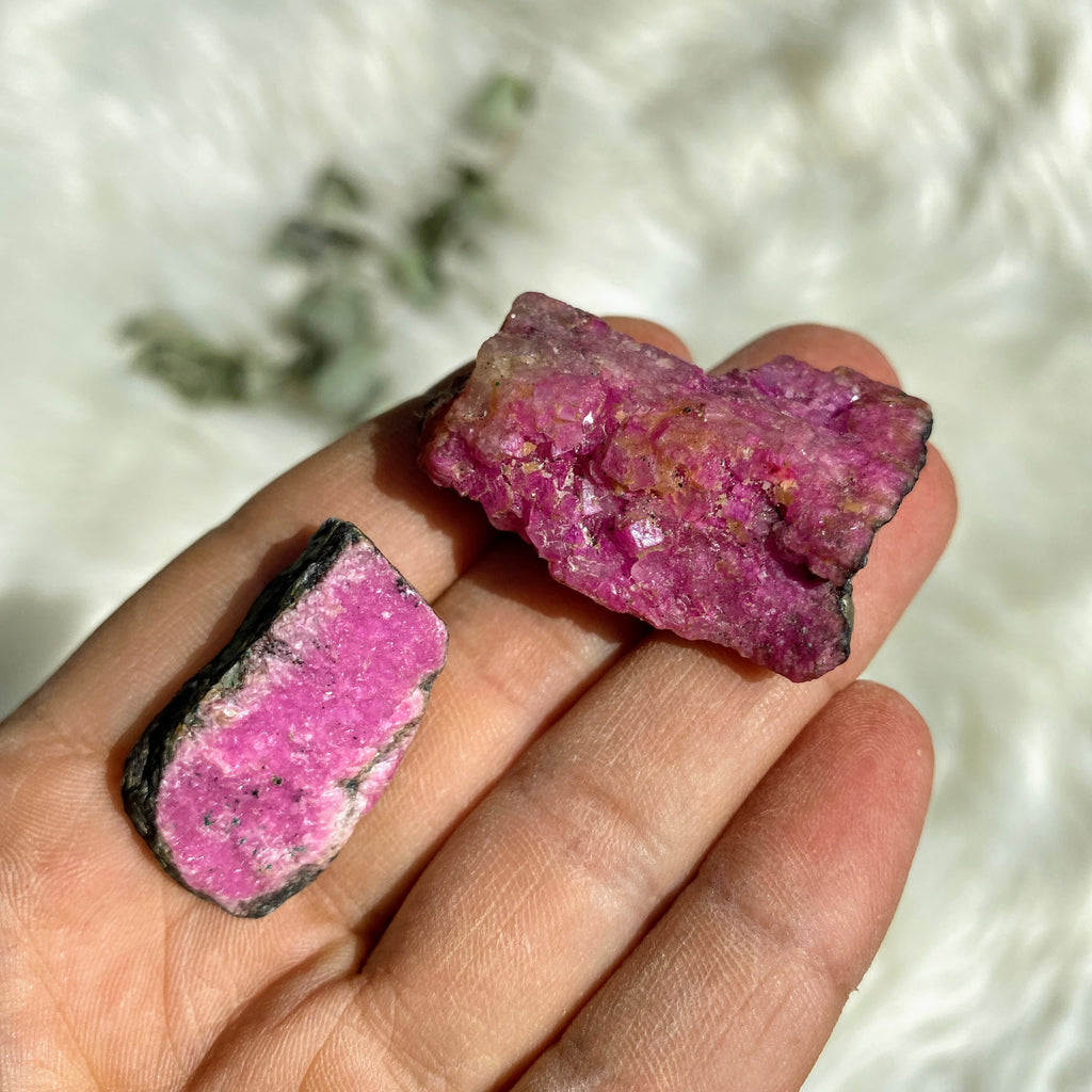 Set of 2  Natural Electric Pink Crystal Cobaltine Calcite Specimens - Earth Family Crystals