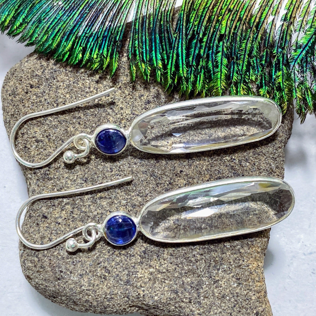 Stunning Faceted Quartz &  Blue Kyanite Sterling Silver Earrings - Earth Family Crystals