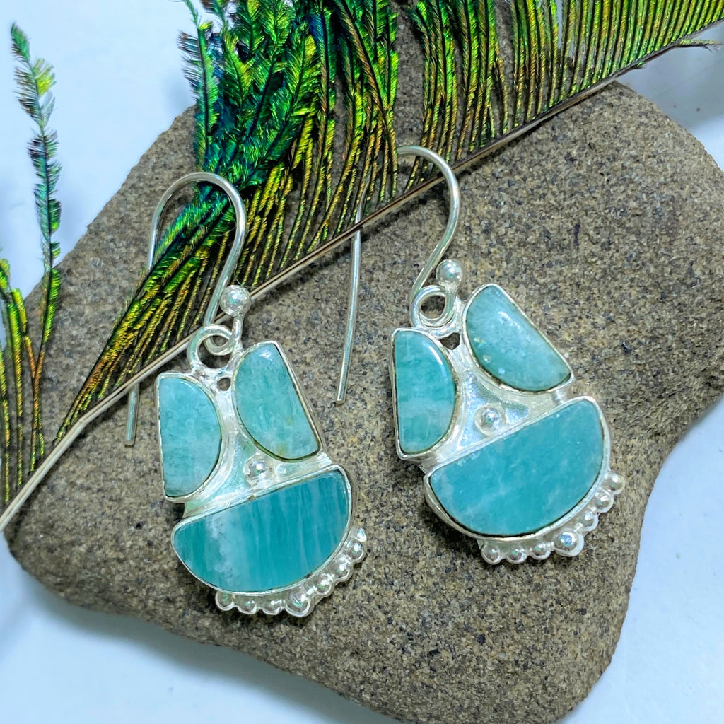 Sweet Blue Amazonite Sterling Silver Earrings - Earth Family Crystals