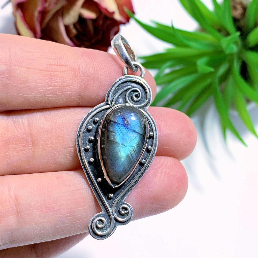 Flashy Labradorite Sterling Silver Pendant (Includes Silver Chain) - Earth Family Crystals