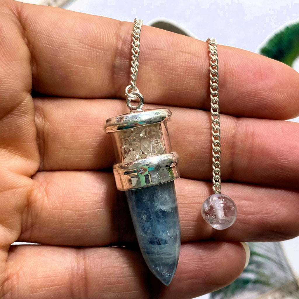 Gorgeous Floating Herkimer Diamonds & Aquamarine Pendulum #2 - Earth Family Crystals