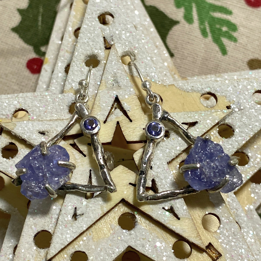 Reserved For Sandy Stunning Natural Tanzanite & Iolite Sterling Silver Earrings - Earth Family Crystals
