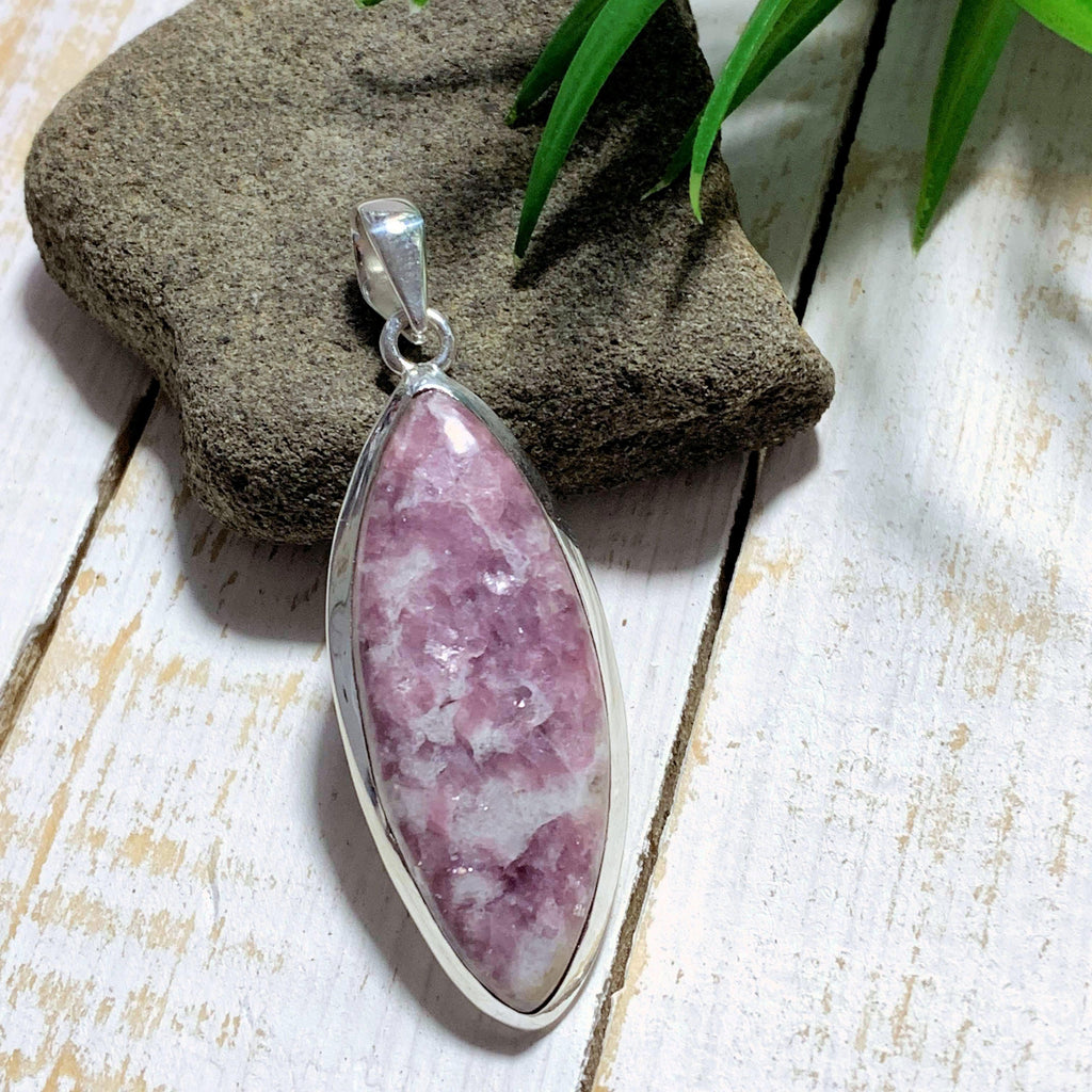 Shimmering Lilac Lepidolite & Milky Quartz Sterling Silver Pendant (Includes Silver Chain) #2 - Earth Family Crystals