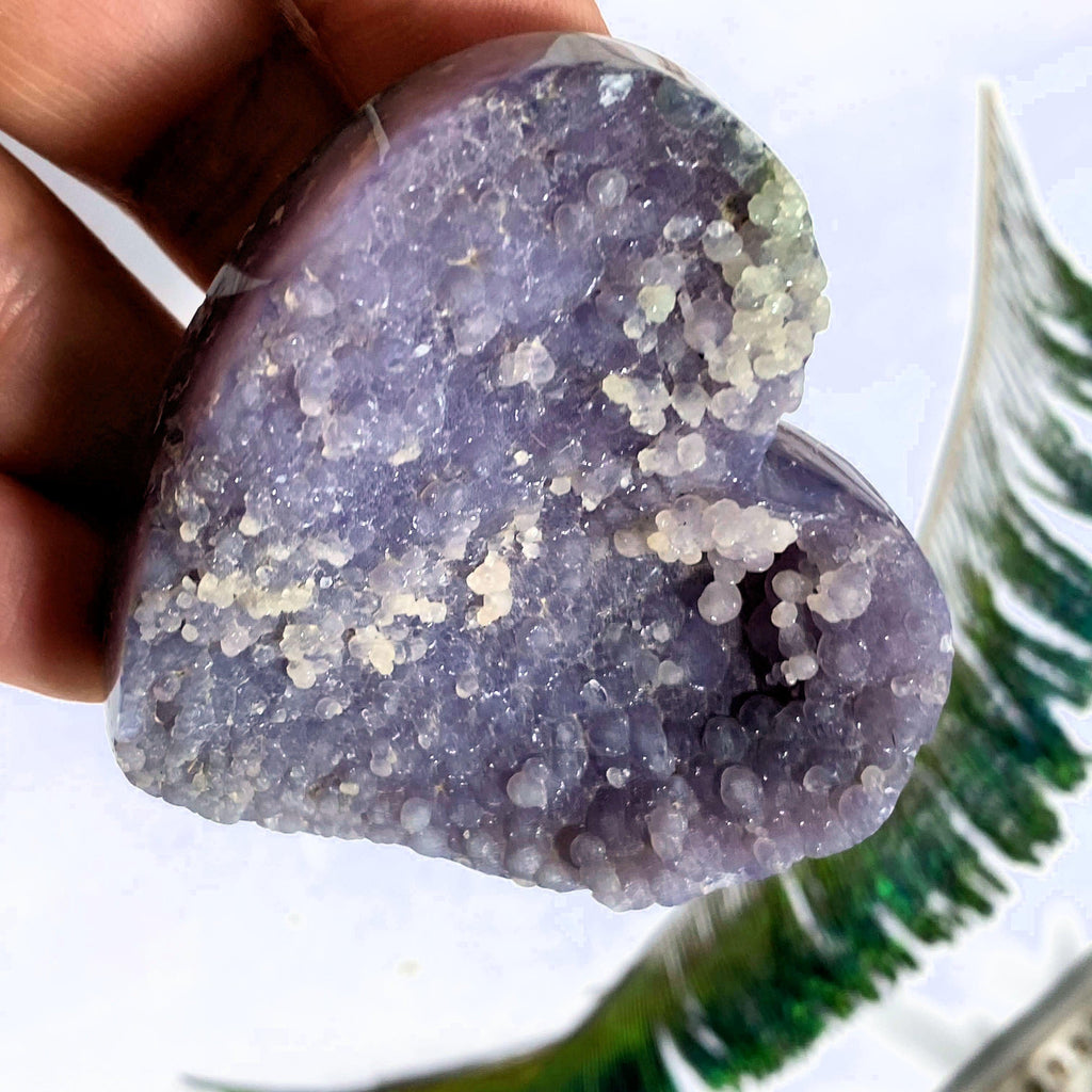 Shimmering Purple  Grape Agate Partially Polished Love Heart - Earth Family Crystals