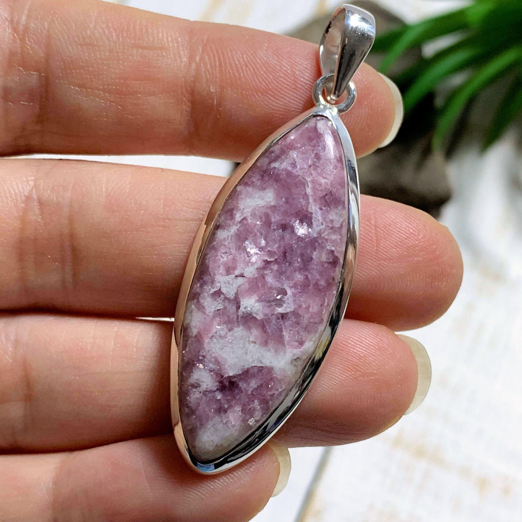 Shimmering Lilac Lepidolite & Milky Quartz Sterling Silver Pendant (Includes Silver Chain) #2 - Earth Family Crystals