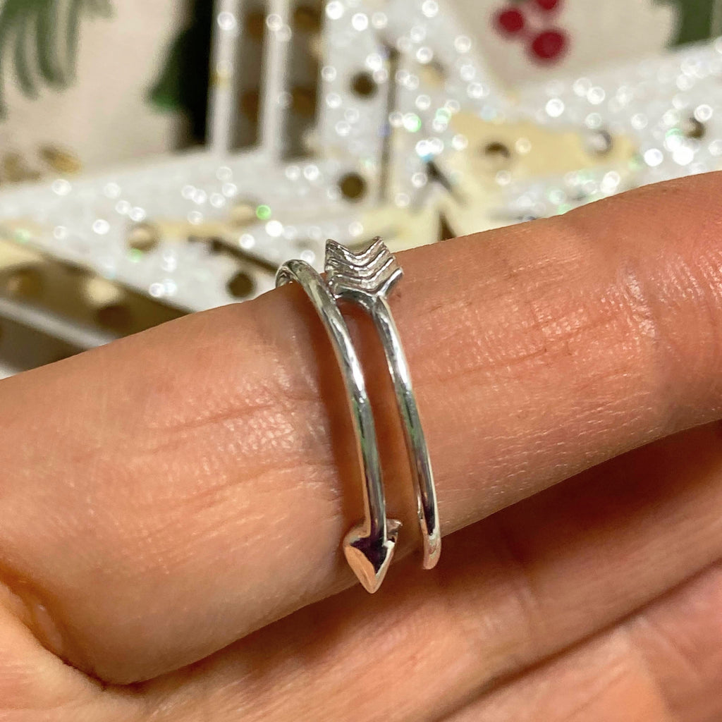 Reserved For Sandy Sterling Silver Adjustable Arrow Ring (Size  8.5-10) - Earth Family Crystals