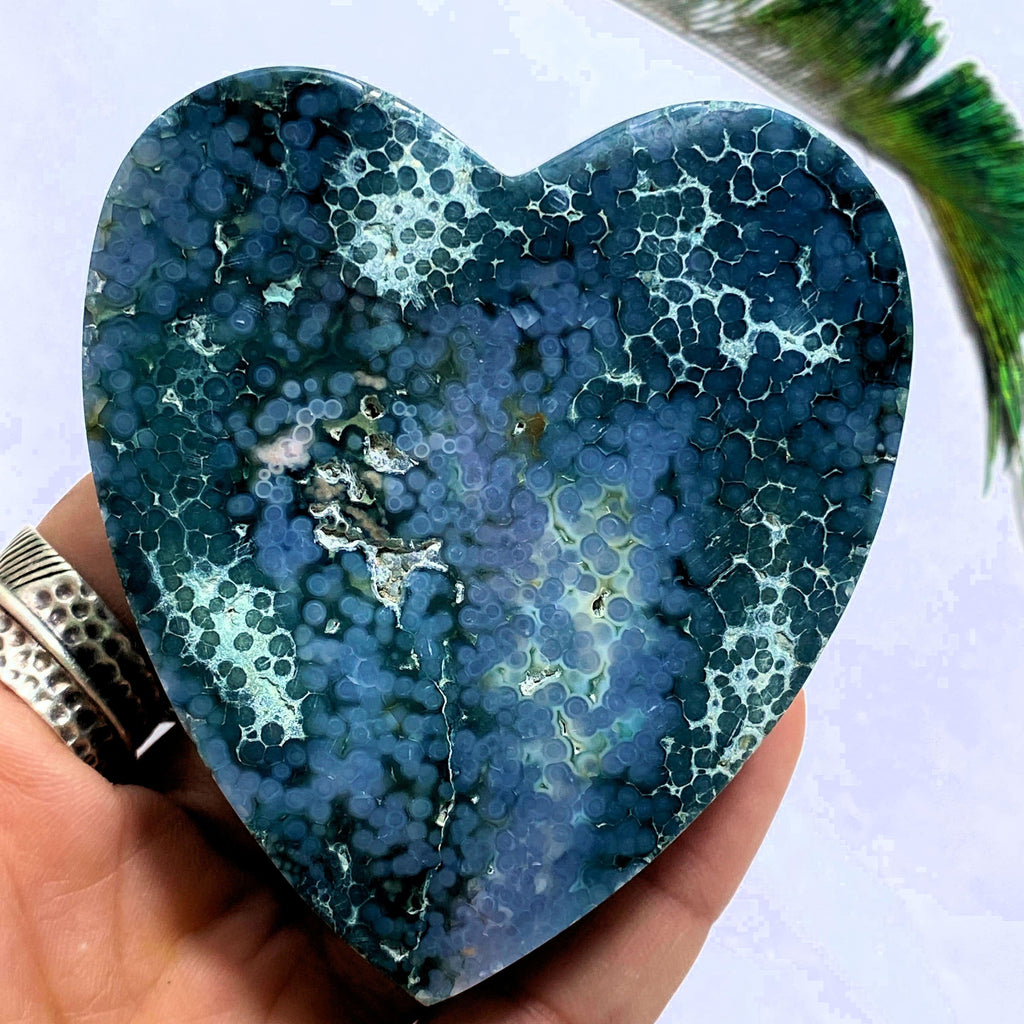 Incredible Colors Large Grape Agate Partially Polished Love Heart - Earth Family Crystals
