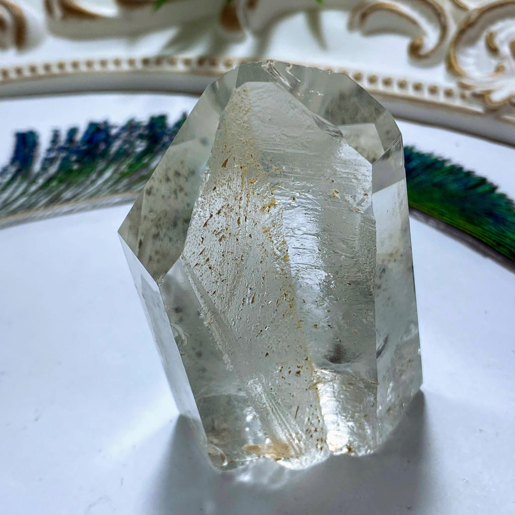 Green Chlorite Included Partially Polished Quartz Tower With Phantoms ~From Brazil (REDUCED) - Earth Family Crystals