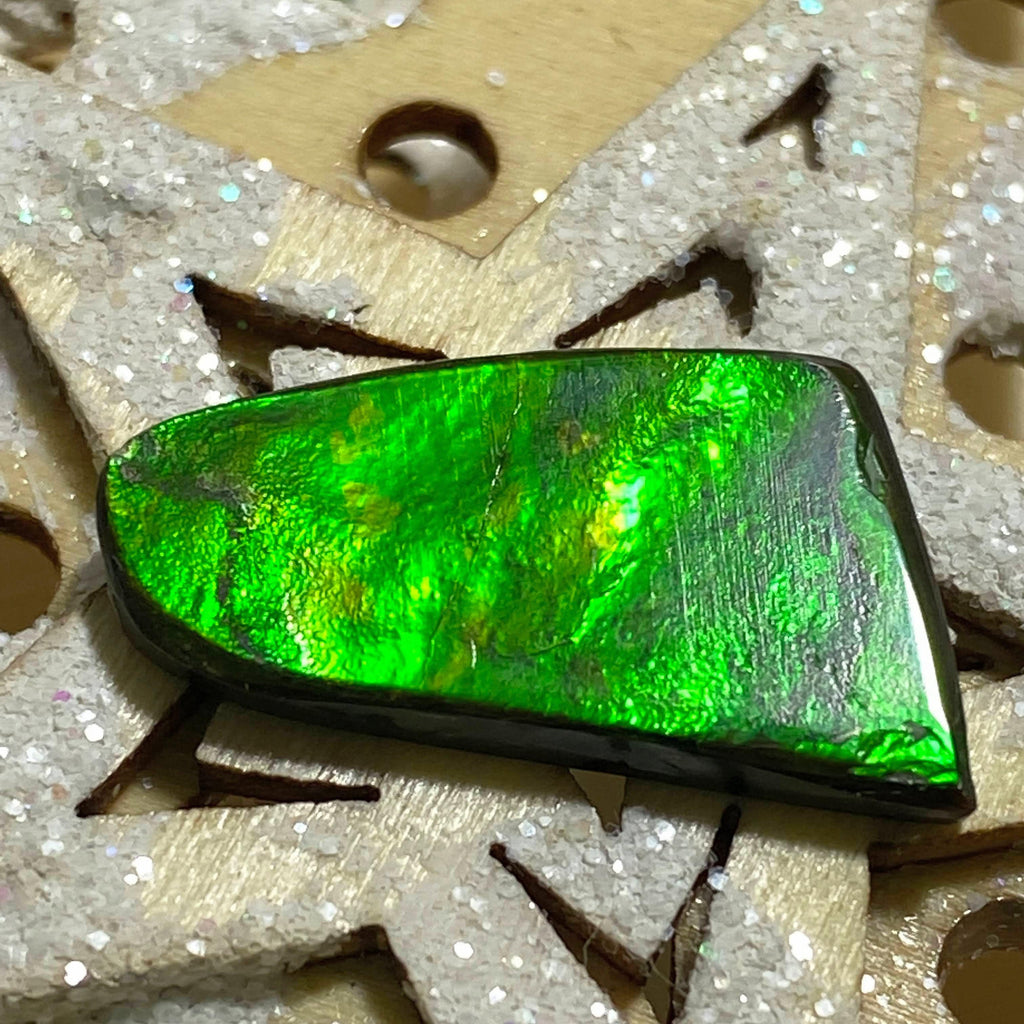 Very Rare Double Sided Flash Alberta Ammolite Cabochon Ideal for Crafting - Earth Family Crystals