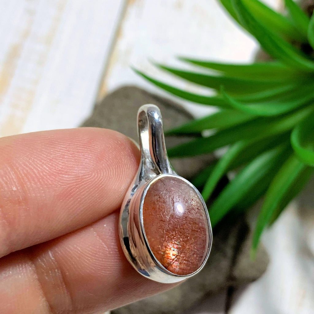 Uplifting Orange Sunstone Pendant in Sterling Silver (Includes Silver Chain) - Earth Family Crystals