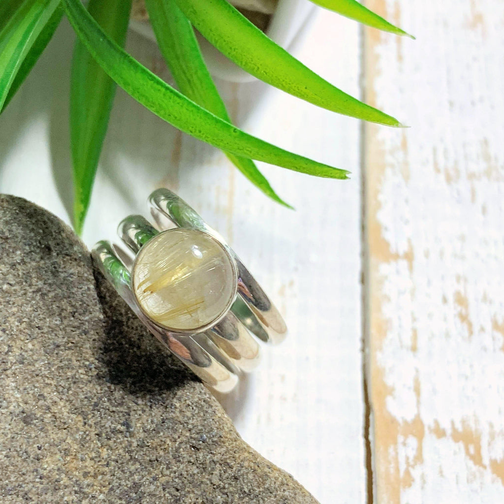 Golden Rutilated Quartz Sterling Silver Ring (Size 7.5) - Earth Family Crystals