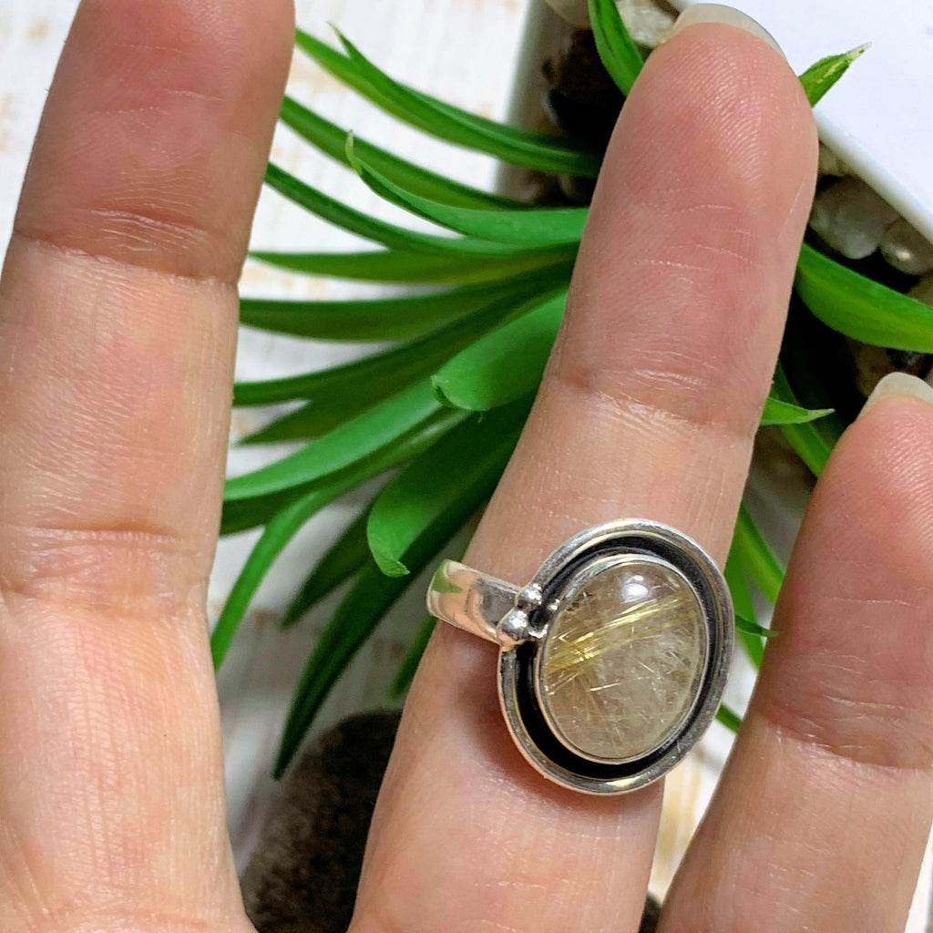Golden Rutilated Quartz Sterling Silver Ring (Size 7) - Earth Family Crystals
