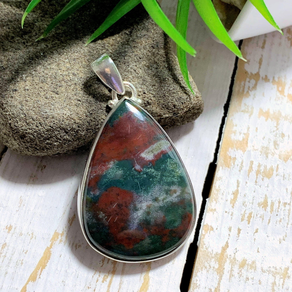 Unique Patterns Bloodstone Pendant in Sterling Silver ( Includes Silver Chain) REDUCED - Earth Family Crystals