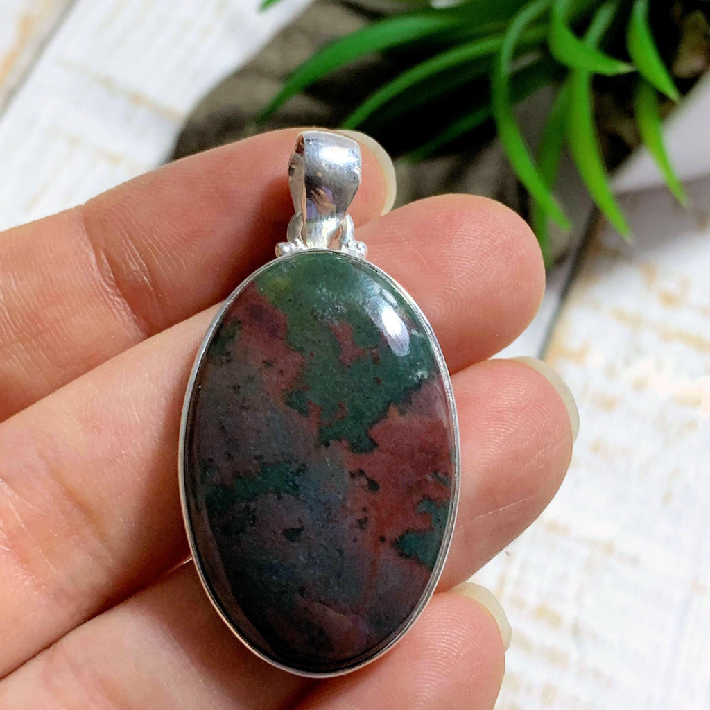 Unique Patterns Bloodstone Pendant in Sterling Silver ( Includes Silver Chain) #1 - Earth Family Crystals