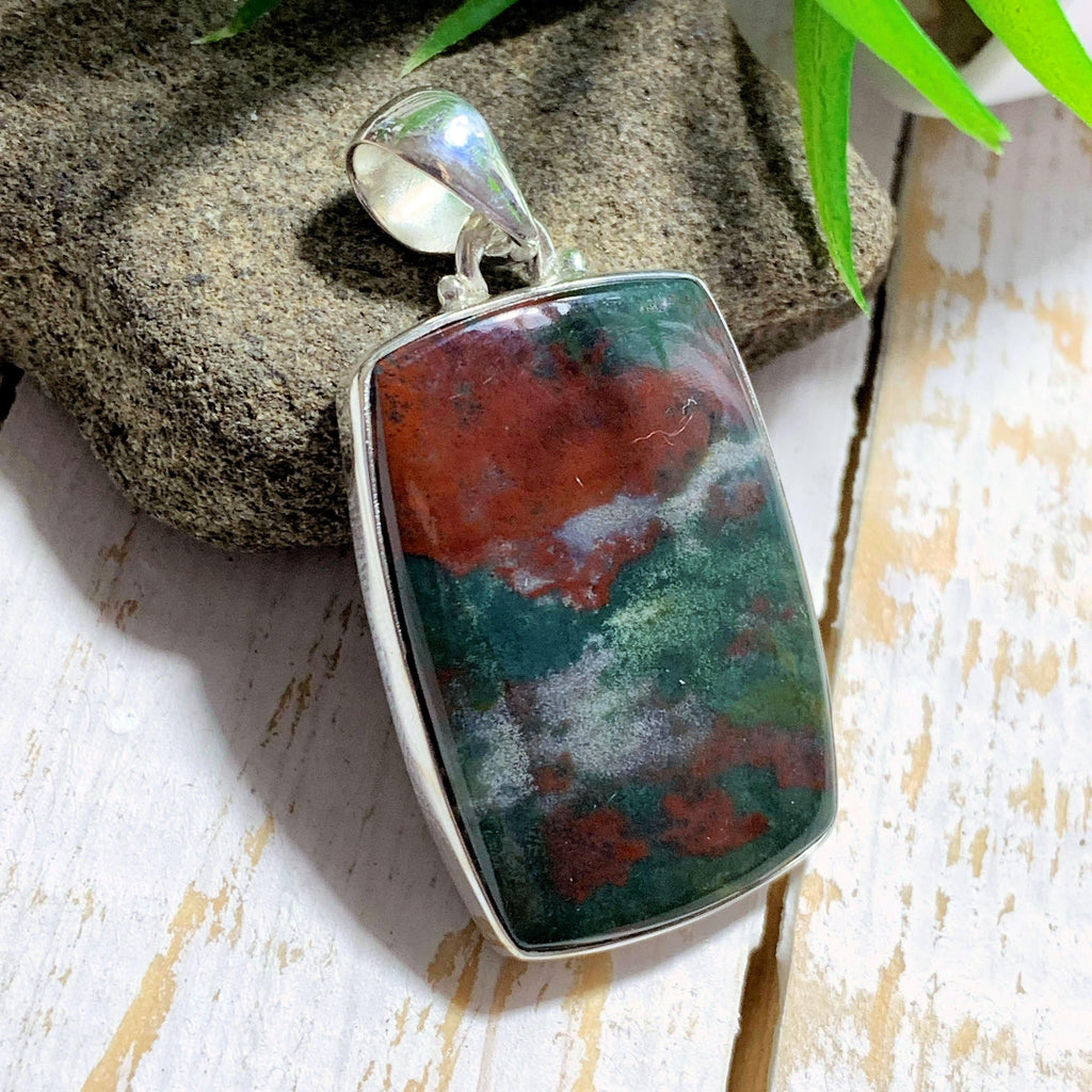 Unique Patterns Bloodstone Pendant in Sterling Silver ( Includes Silver Chain) #2 - Earth Family Crystals