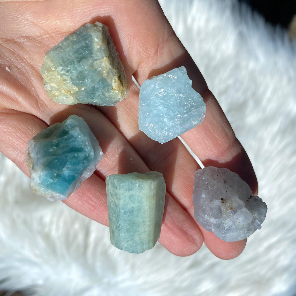 Set of 5 Natural Aquamarine Specimens From Oceanside, California - Earth Family Crystals