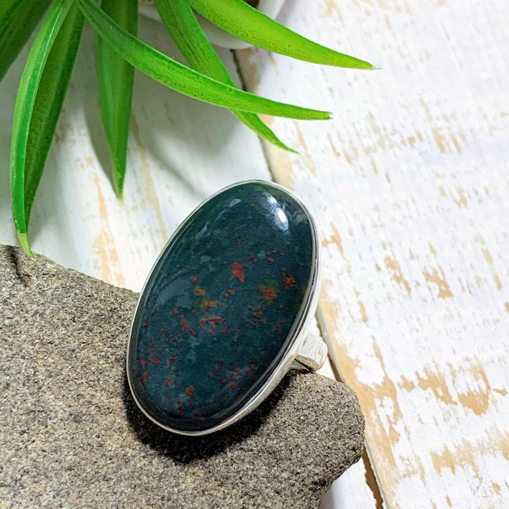 Beautiful Bloodstone Ring in Sterling Silver ( Size: 8.5) - Earth Family Crystals