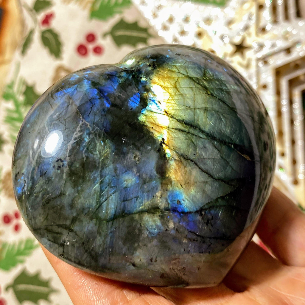 Mysterious Flashes Large Labradorite Heart Carving From Madagascar #1 - Earth Family Crystals