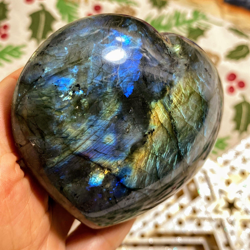 Mysterious Flashes Large Labradorite Heart Carving From Madagascar #1 - Earth Family Crystals