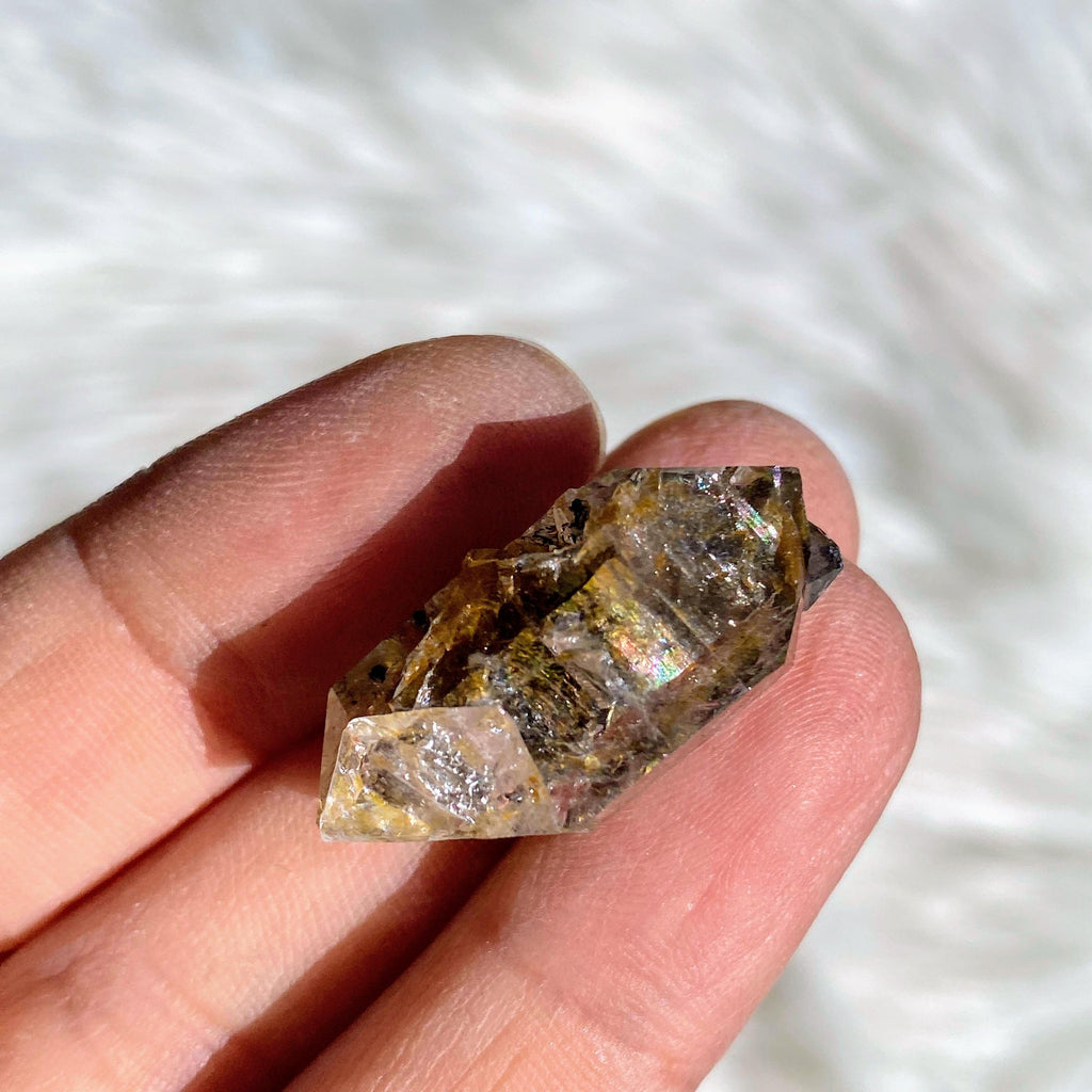 NY Herkimer Diamond with Rare Black Anthraxolite Phantom inclusion - Earth Family Crystals