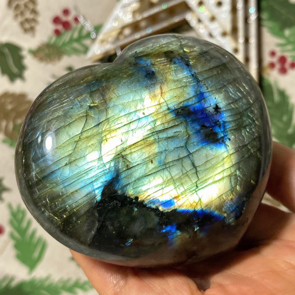 Mysterious Flashes Large Labradorite Heart Carving From Madagascar #2 - Earth Family Crystals