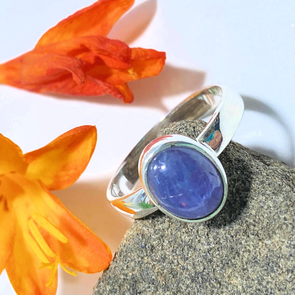 Lilac Purple Tanzanite Gemstone Ring in Sterling Silver (Size 9) - Earth Family Crystals