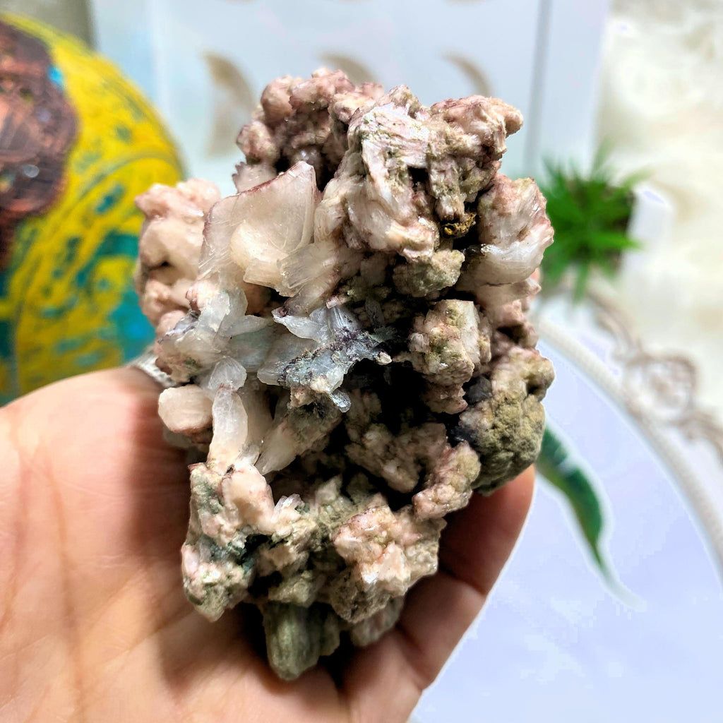 Unique Pink & Green Natural Heulandite Chunky Display Specimen From India - Earth Family Crystals