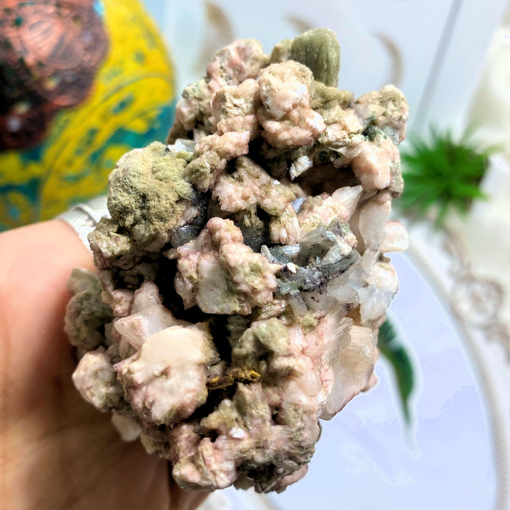 Unique Pink & Green Natural Heulandite Chunky Display Specimen From India - Earth Family Crystals