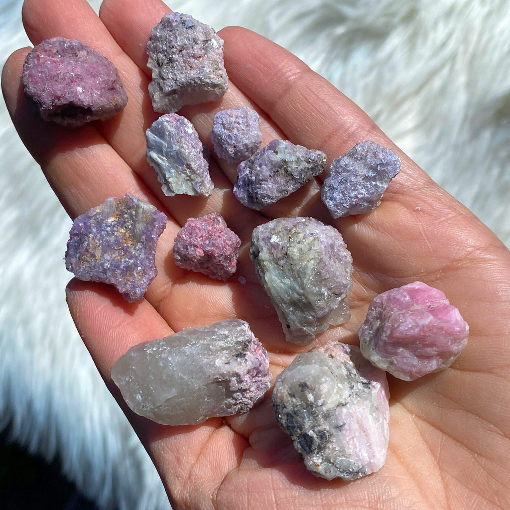 Set of 12~ Lepidolite & Pink Tourmaline Natural Specimens From Oceanside Mine, California - Earth Family Crystals
