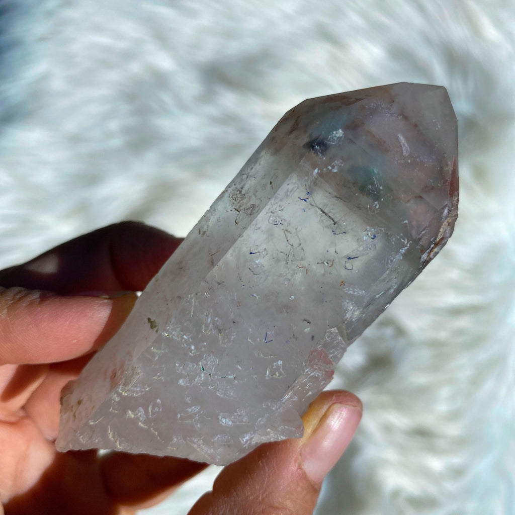 Very Rare! Genuine Blue Ajoite Quartz Natural point From Messina, South Africa - Earth Family Crystals