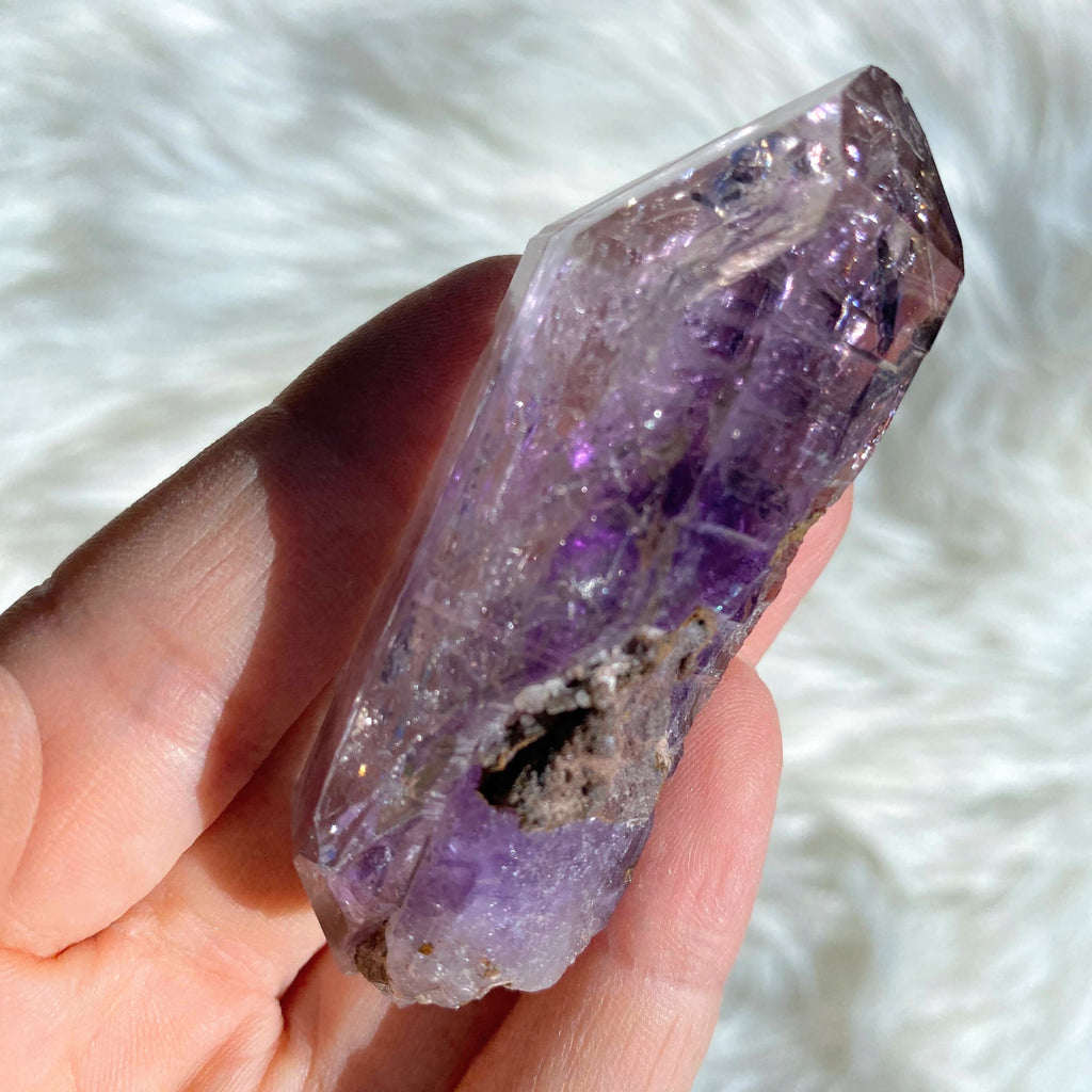 Rare Brandberg Amethyst Double Terminated Elestial Natural Point from Namibia - Earth Family Crystals