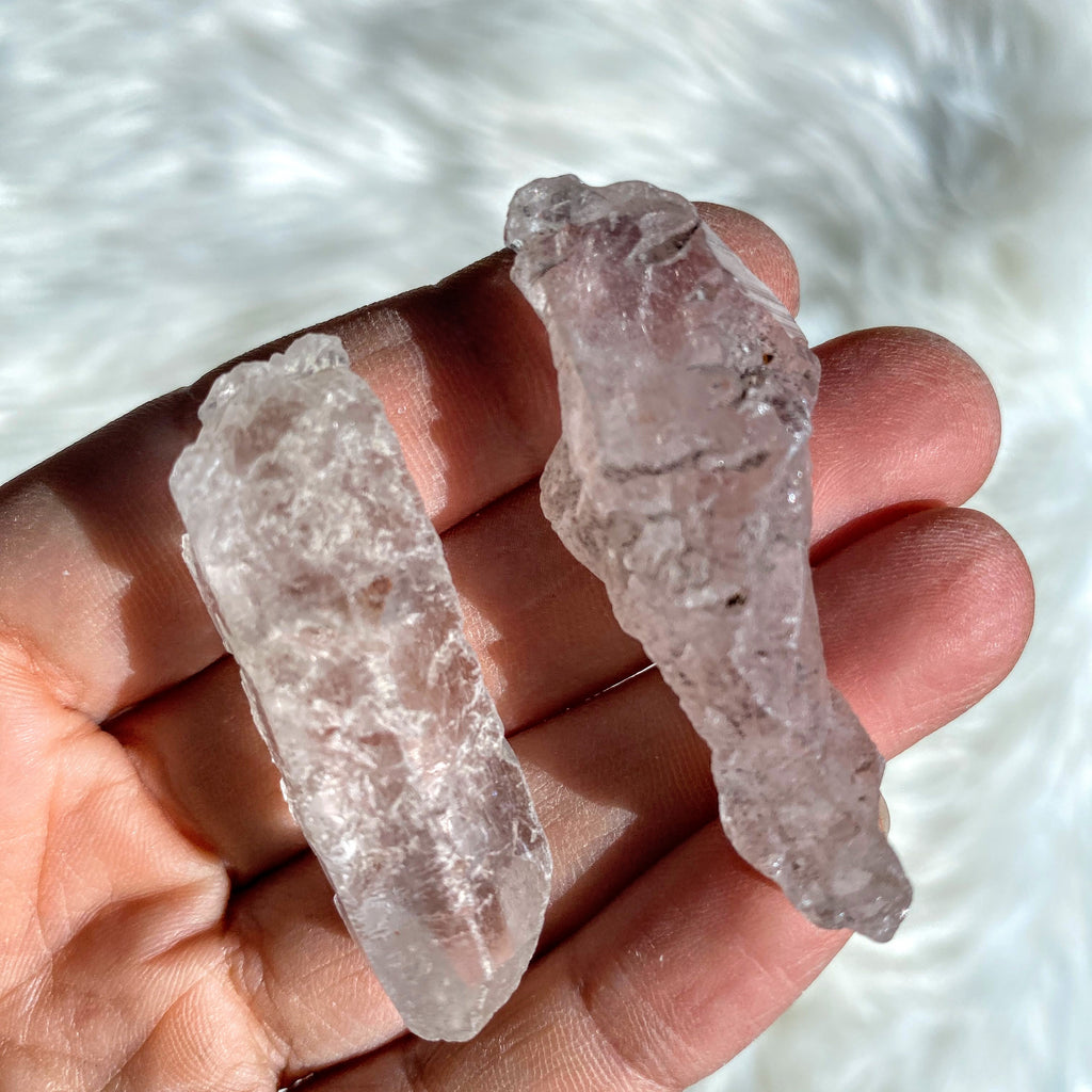 Set of 2 Nirvana Ice Quartz Crystal Points from The Himalayas - Earth Family Crystals