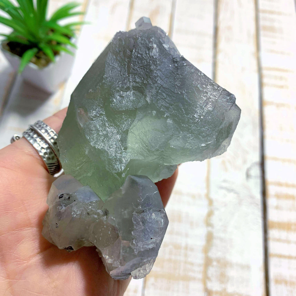 Deep Green Chunky Fluorite & Calcite Specimen From Mexico - Earth Family Crystals