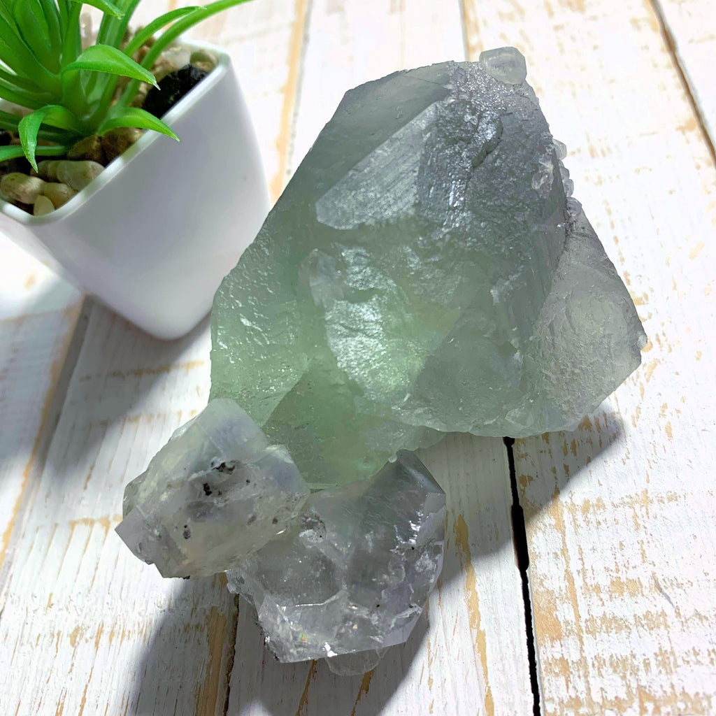 Deep Green Chunky Fluorite & Calcite Specimen From Mexico - Earth Family Crystals