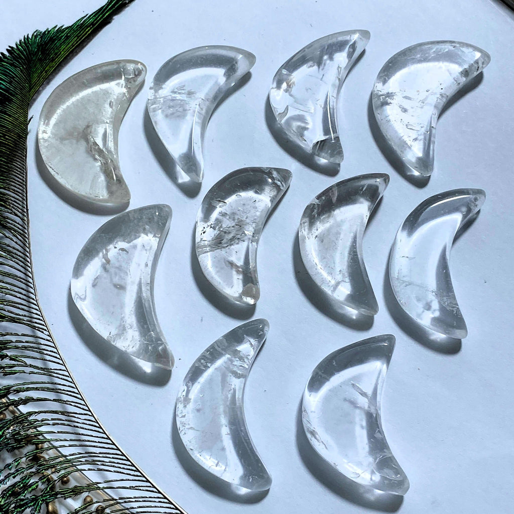 One Ultra Clear Quartz Crescent Moon Carving ~Locality Brazil - Earth Family Crystals
